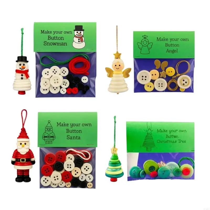 Holiday Button Decors Making Set Complete Christmas Craft Activity For All Ages