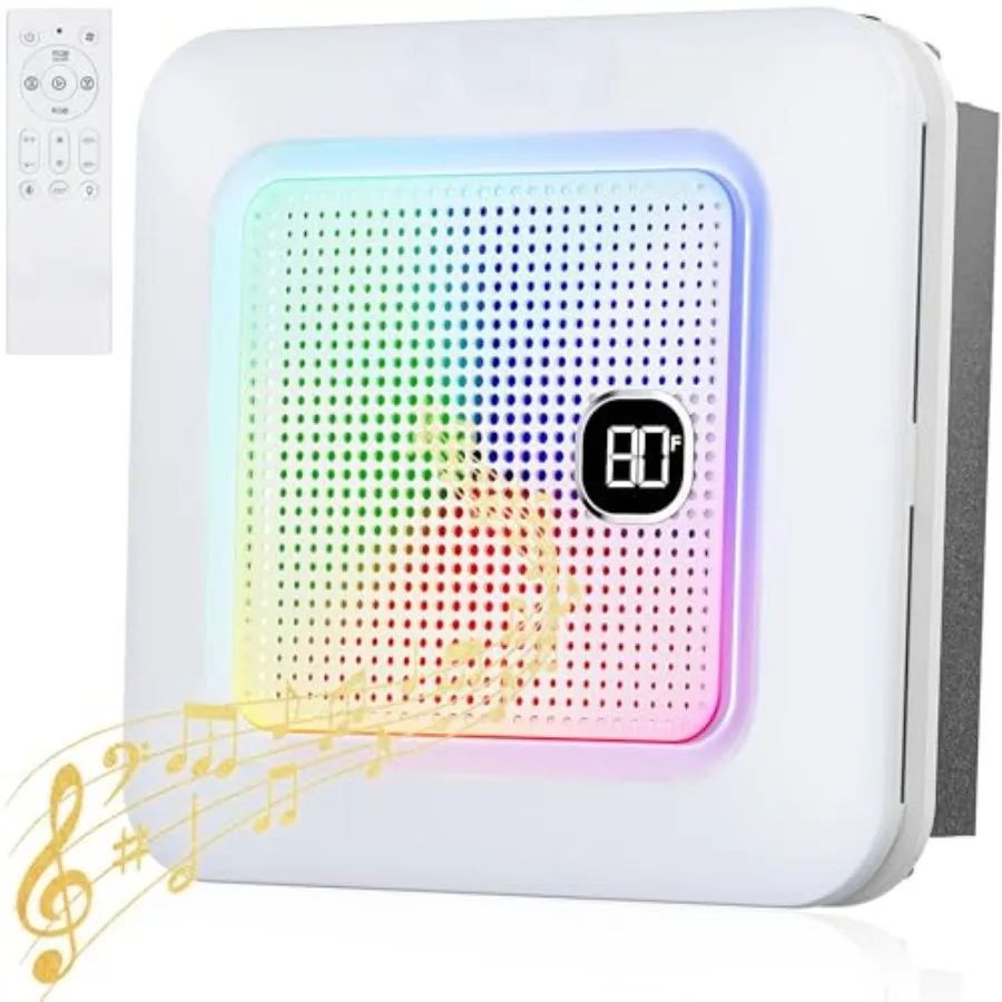 

Вытяжной вентилятор для ванной комнаты с Bluetooth-колонкой, 230 CFM, 1 сон, с подсветкой 7 RGB и 3 динамическими режимами освещения, 3 цветовые температуры, 3000K