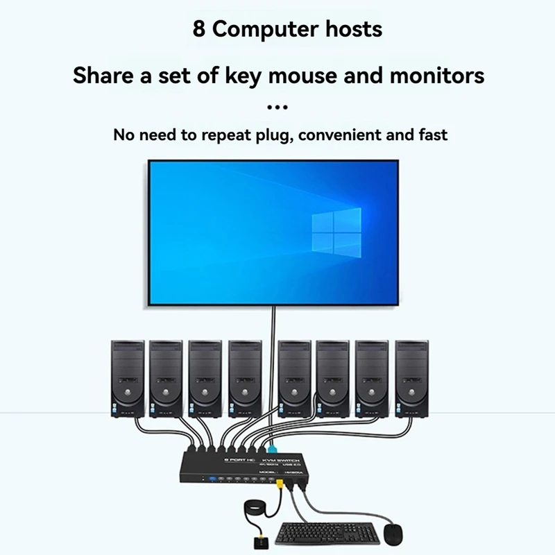 4K HD 8-In-1 Out 1080P Full HD Audio Video Distributor Converter 8 Hosts Share One Set Of Keyboard Mouse Monitor