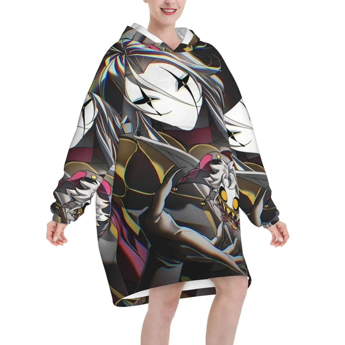 Pierrots The Freak Circus Wearable Blanket Hoodie for Women Men Oversized Sweatshirt Blanket with Pocket