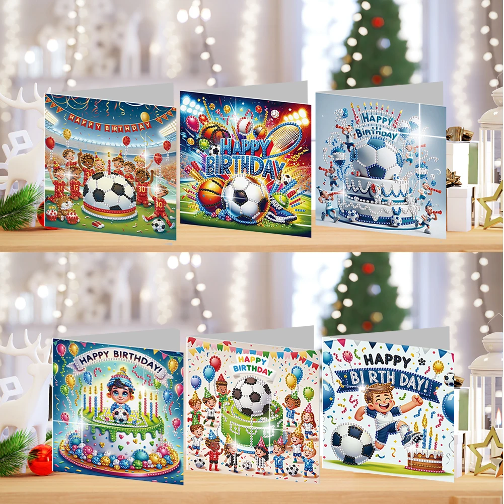 

6PCS DIY Diamond Art Greeting Cards Congratulations Cards & Gifts (Football)