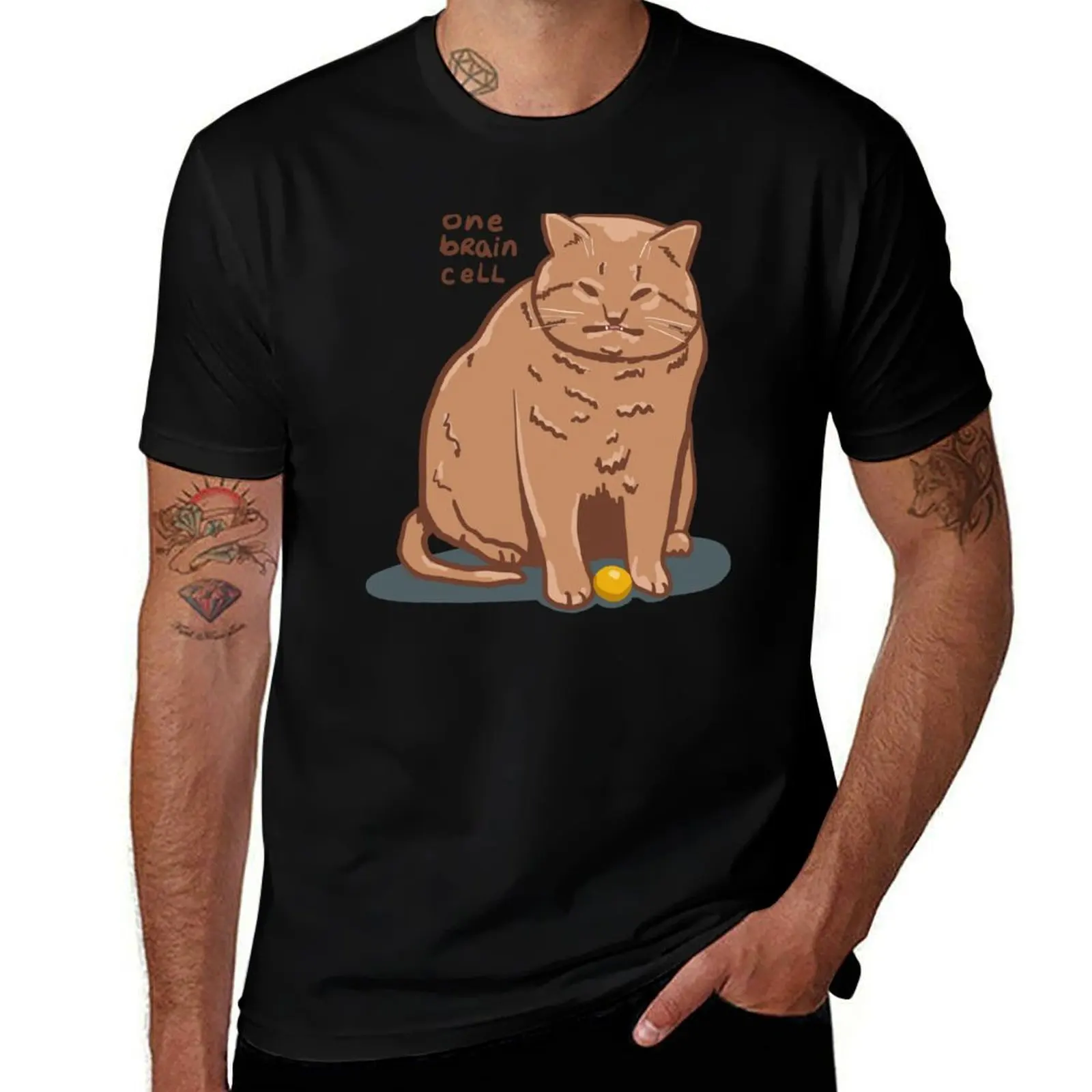 

One Brain Cell Orange Cat T-Shirt luxury designer hippie clothes kawaii clothes mens tall t shirts