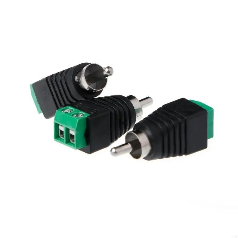 462E 3 Pcs RCA Male Plug to AV Terminal Connector Video AV Balun 2 Screw
