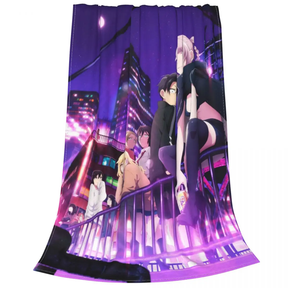 Yofukashi No Uta Anime Flannel Blanket Call of the Night Awesome Throw Blanket for Home Bedspreads