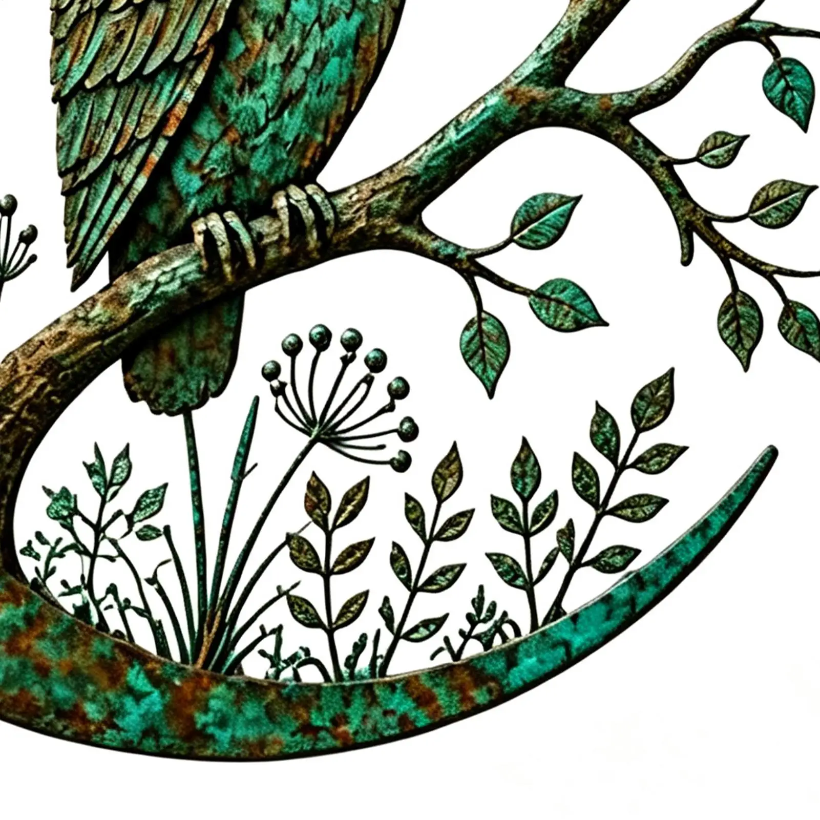 Metal Wall Art Indoor Cresent Owl Tree Cutout Rustic Handicraft Wall Art Home Decor For Entrance Hall Study Room Dining Room