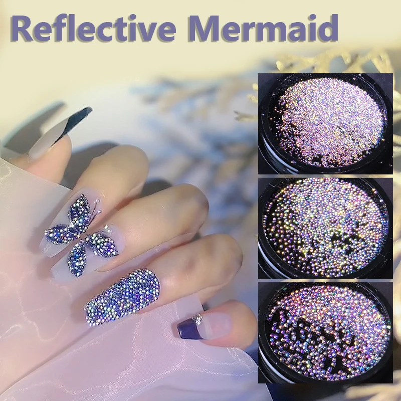 Crystal Rhinestones Laser Reflective Mermaid Bubble Bead Nail Art Decoration Manicure Accessories Jewelry