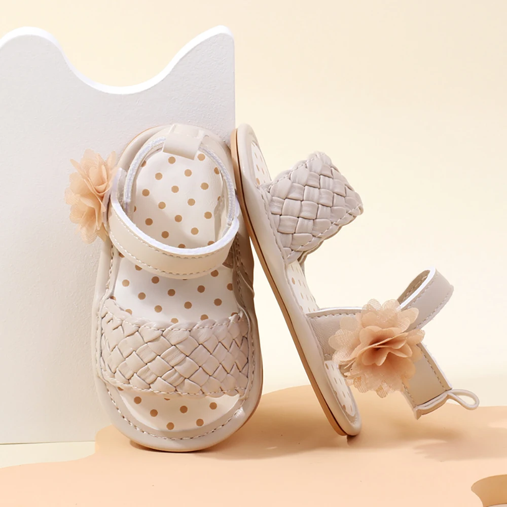 Baby Girl Shoes 0-1 Years Summer Sandals Female Baby Weaving Small Flower Sandals Walking Shoes