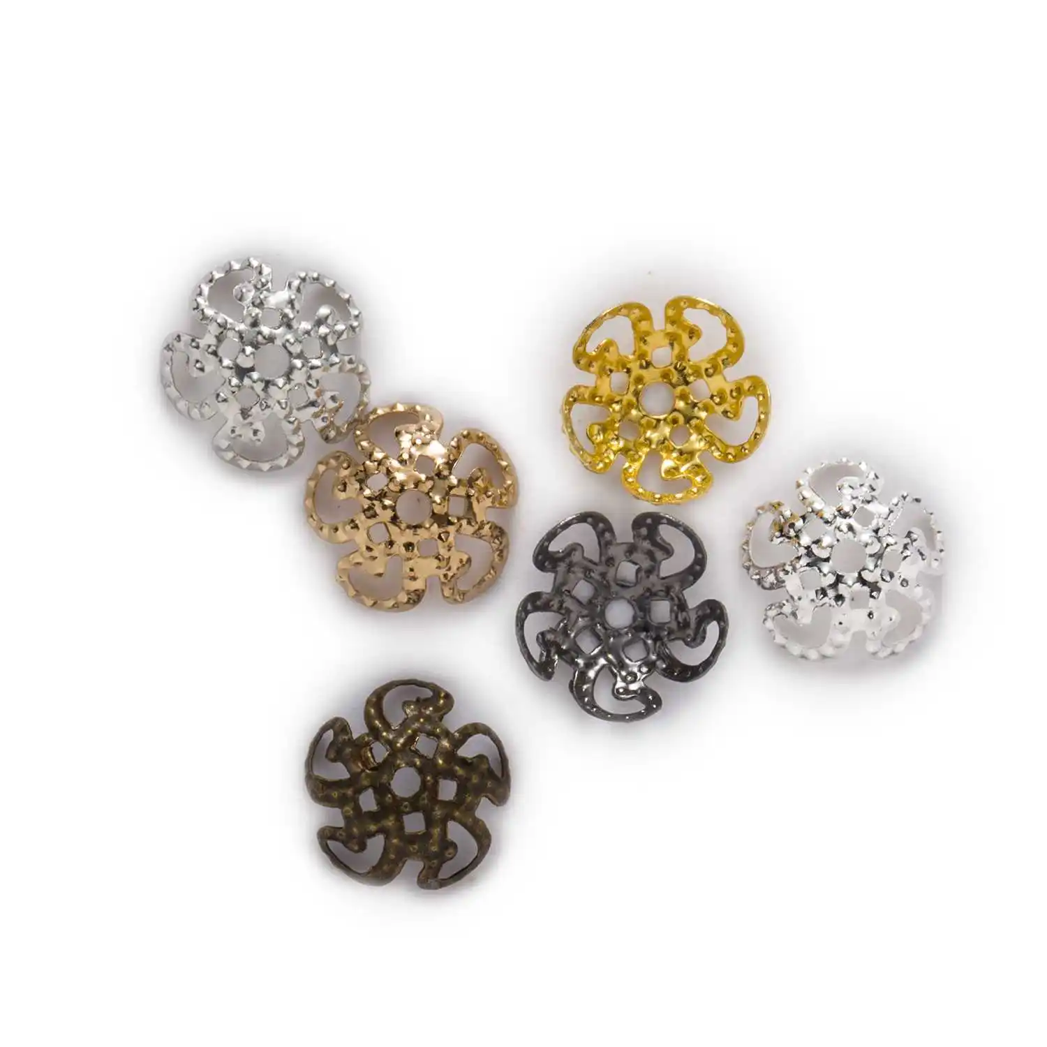 

100pcs Floral Bead Caps, 8-10mm Alloy Flower Spacers for Jewelry Making, Vintage Style Findings for DIY Bracelet Necklace