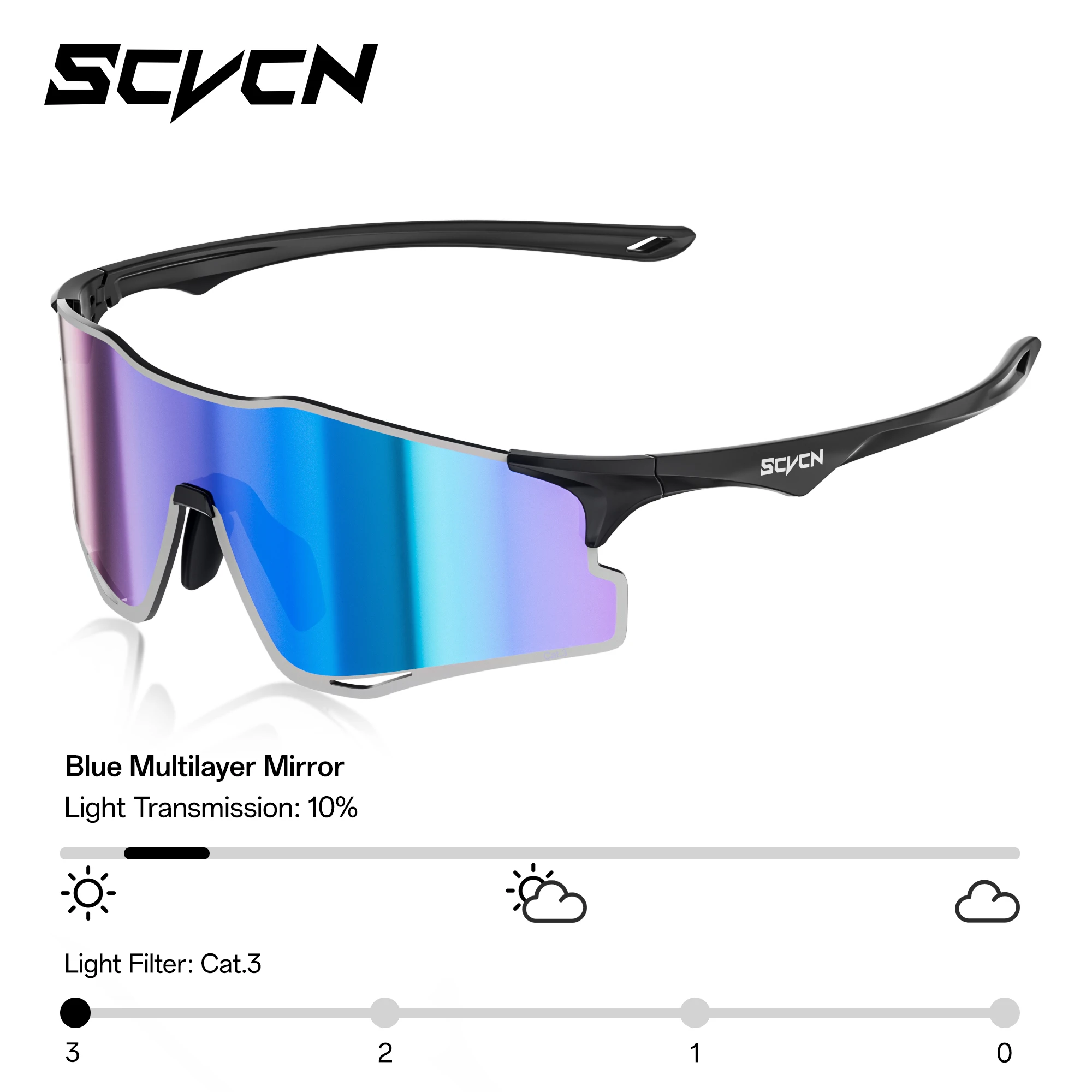 SCVCN Outdoor Photochromatische Laufsonnenbrille für Herren und Damen, Marathon, ultraleichte Brille, Sport, Radfahren, Rennrad, UV400-Schutz, winddicht, schwereloses Tragegefühl, neu