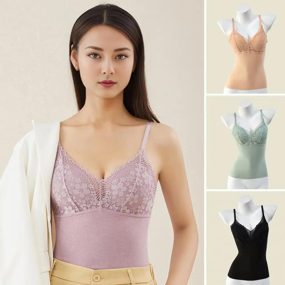 Two-in-one Bra Vest Lace Bra Vest with Adjustable Straps for Women Thermal Bottoming Underwear for Autumn Winter Machine