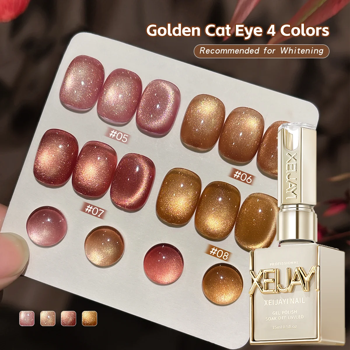 

1/4Pcs 15ML Golden Gradient Cat Eye Nail Polish Gel UV LED Gel Soak Off Nail Magnetic Gel Polish Nail Art DlY For Salon
