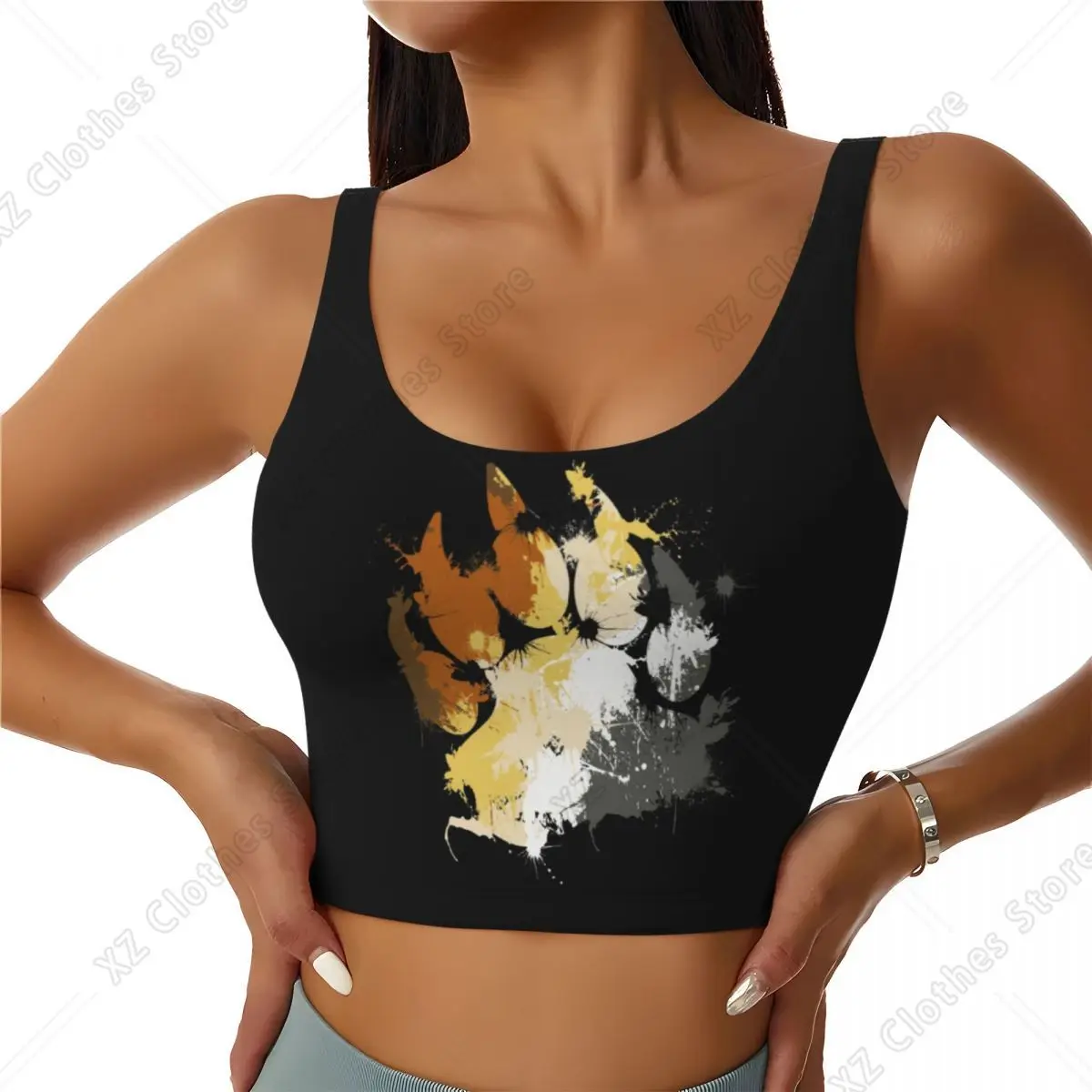 Custom Gay Bear Pride Paw High Impact Sports Bras Women LGBT GLBT Seamless Workout Running Crop Tank Tops