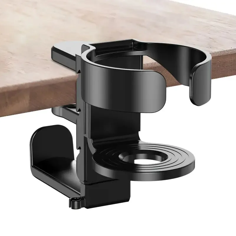 2 in 1 No Drill Desktop Cup Holder Headphone Stand Gaming Headset Hook with Drink Holder for Computer Desk