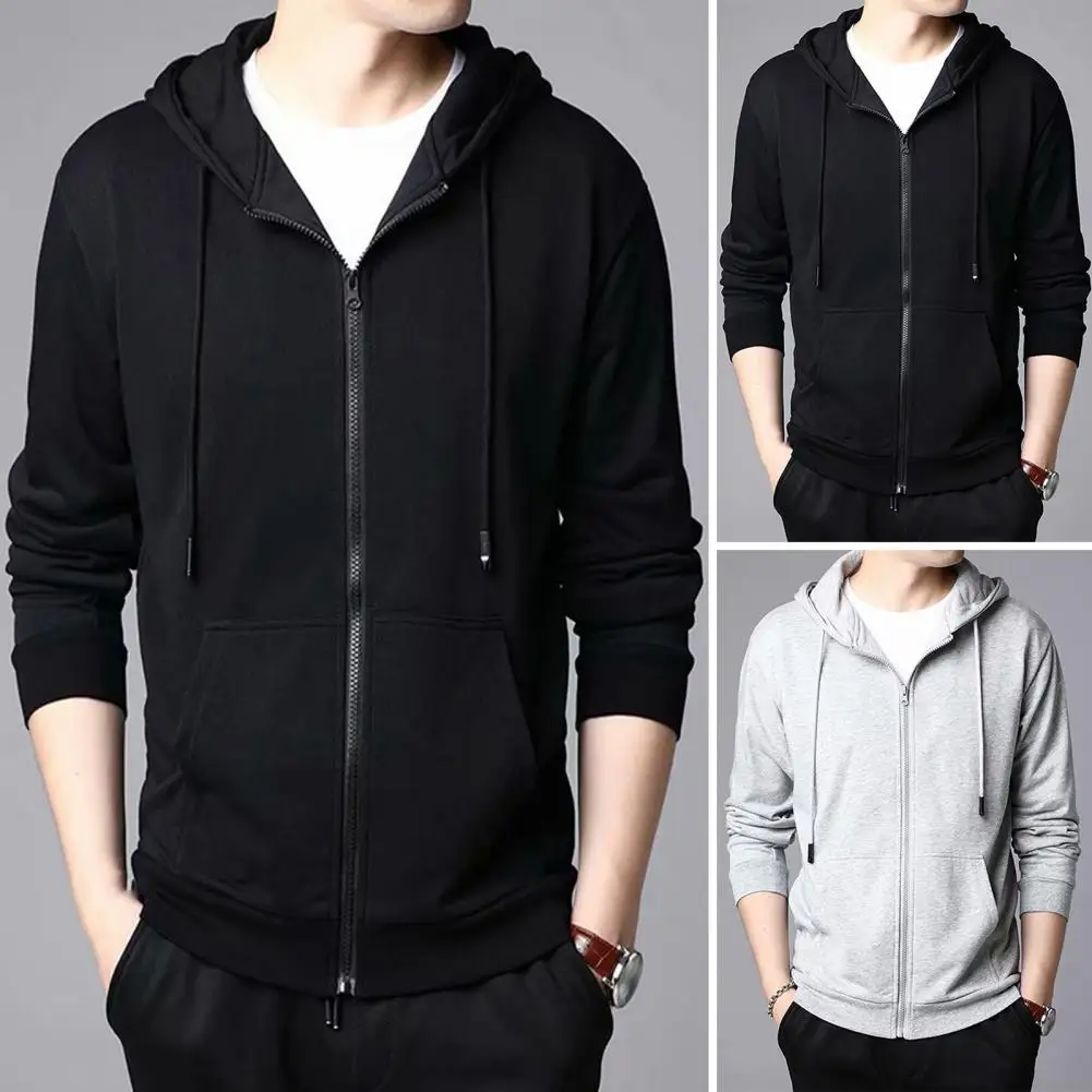 Men's Thick Plush Zip Up Hoodies Running Sports Sweatshirts Fashion Classic Casual Zipper Jackets Y2k Coats Hip Hop Streetwear