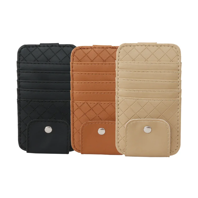 Car Sun Visor Point Organizer Storage Pocket Pouch Bag Card Glasses Storage Holder Car-Styling Leather Car Accessories Interior