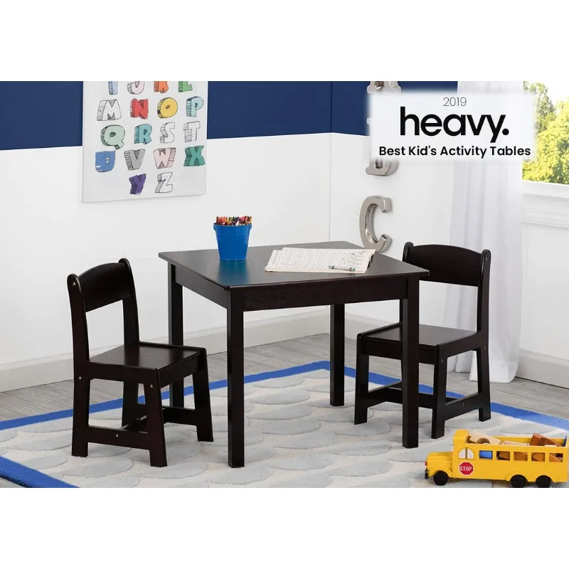 Kids Wood Table and Chair Set (2 Chairs Included) - Ideal for Arts & Crafts, Snack Time, Homework & More