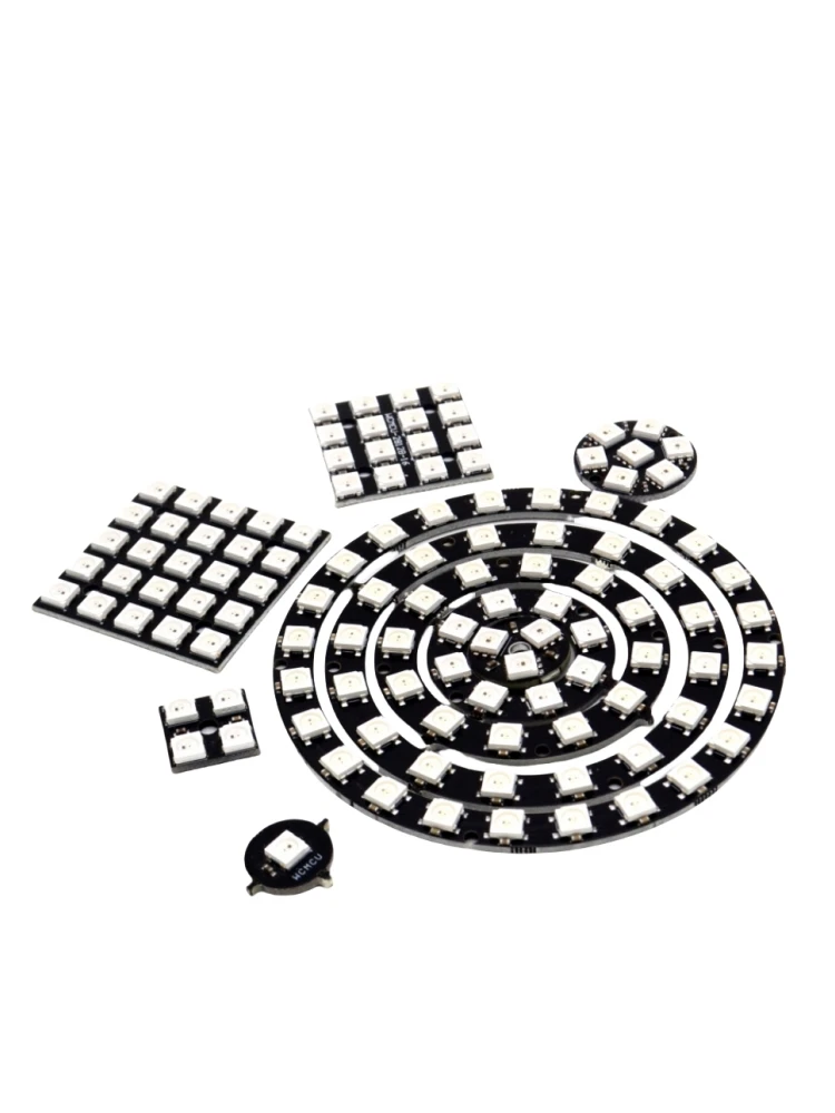 1/3/4/7/8/12/16/24/32/61/64 WS2812 5050 RVB LED intégré-peu polychrome allume la commande circulaire