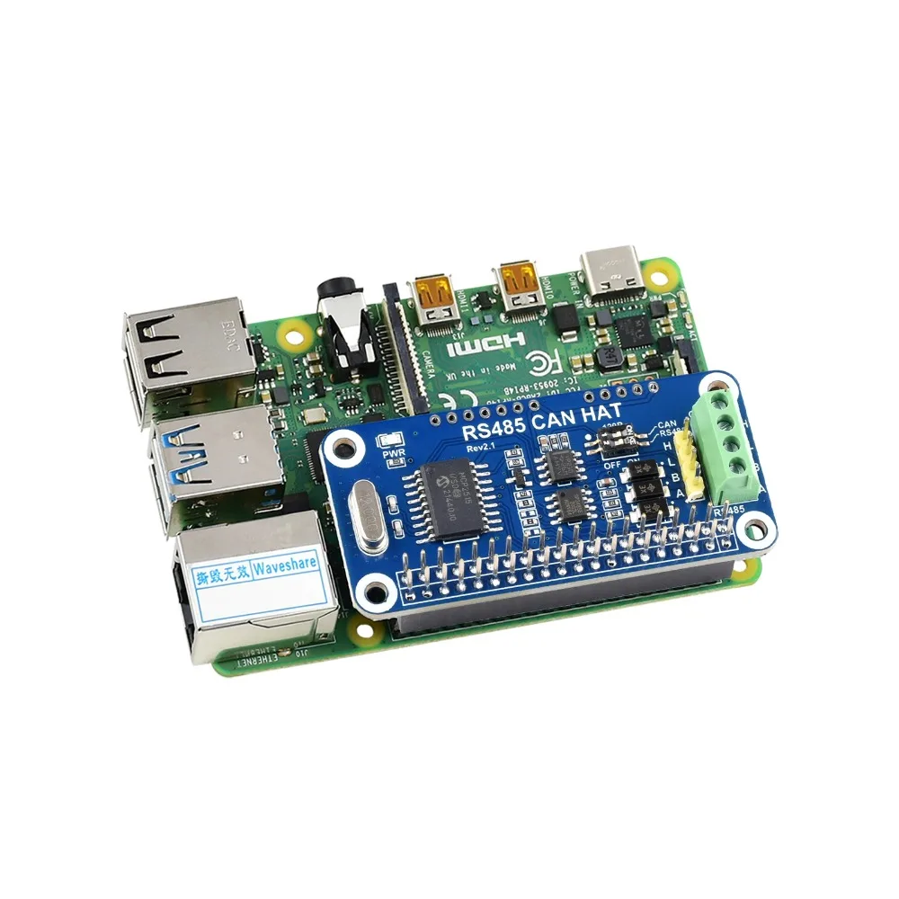 Waveshare RS485 CAN HAT For for  for Raspberry Pi 5/4B/3B/Pi Zero/Zero, Allows Stable Long-Distance Communication via RS485/CAN - view 3