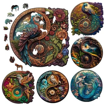 Standing owl 3D wooden puzzle adult children jigsaw puzzle animal puzzles boutique gift box packaging children&#x27;s Christmas gift toys
