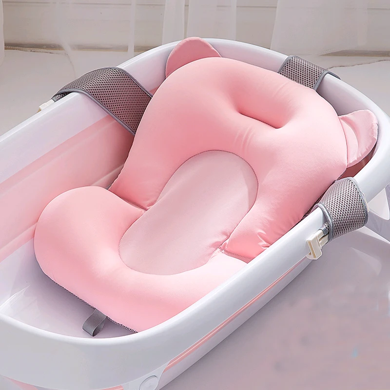 Baby Bath Seat Support Mat Foldable Baby Bath Tub Pad Chair Newborn Bathtub Pillow Infant Anti-Slip Soft Comfort Body Cushion