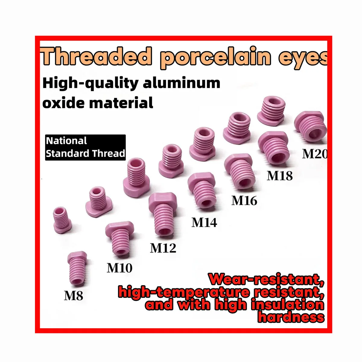 10-50pcs Alumina Threaded Eyelet、Textile Machine Ceramic Guide 、Wear-resistant Porcelain Eye、M8-M20 Insulating Threaded Bush