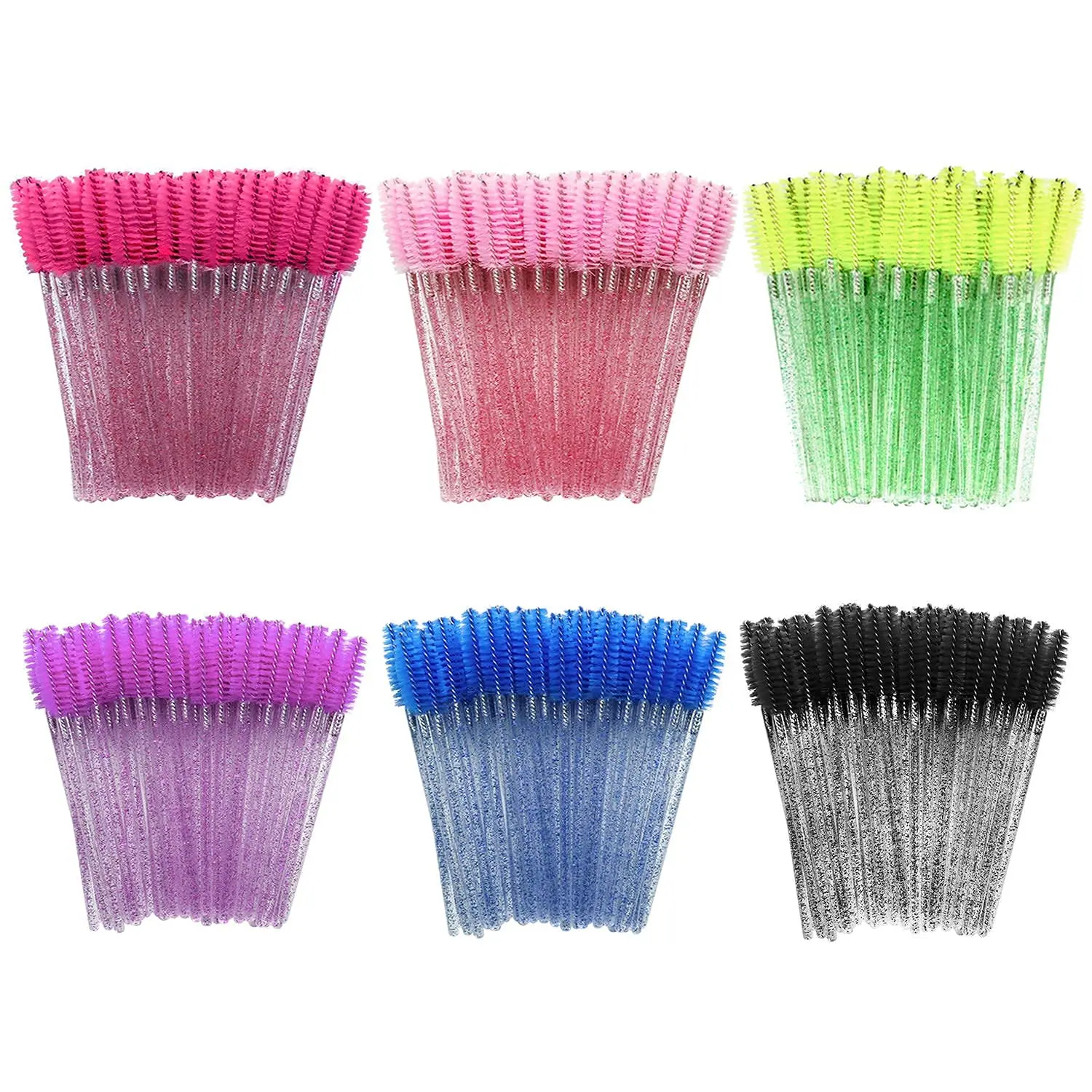 

300Pcs Disposable Eyelash Brushes - 6 Colors, Professional Makeup Tools for Salon & Home Use