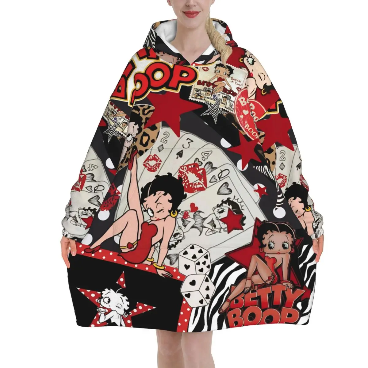 B-Bettys Boops ウェアラブルブランケットパーカー レディース メンズ オーバーサイズ スウェットシャツブランケット ポケット付き