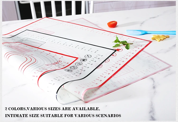 New Oversize 80/70/60cm Silicone Baking Mat Pastry Rolling Kneading Pad Kitchen Crepes Pizza Dough Non-stick Pan Pastry Mat