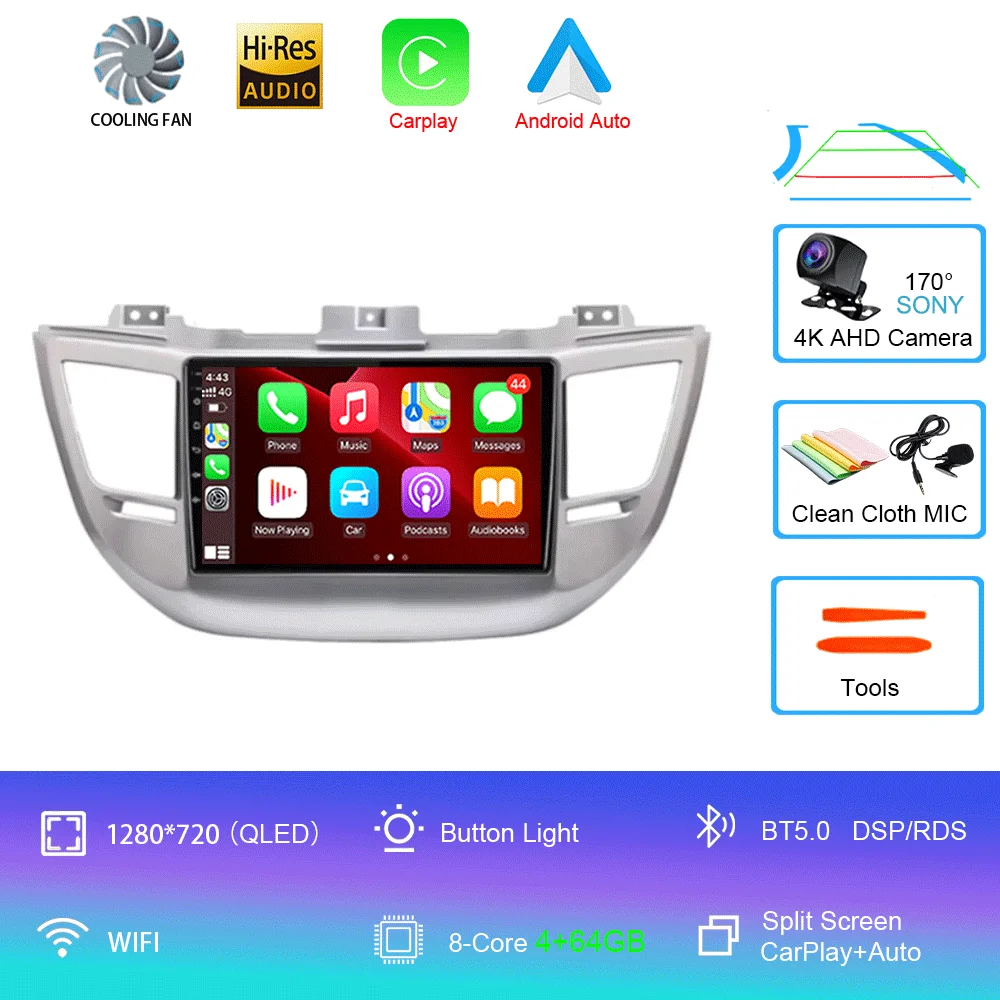 Android 16 autoradio Carplay voor Hyundai Tucson IX35 3 2015 2016 2017 2018 2Din multimediaspeler navigatie GPS head unit