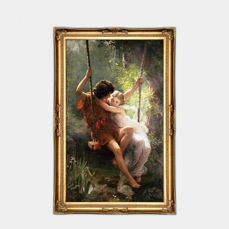 zd-Large Classical Famous Pierre Auguste Cote People Spring Canvas Oil Painting for Wall Art Decor@