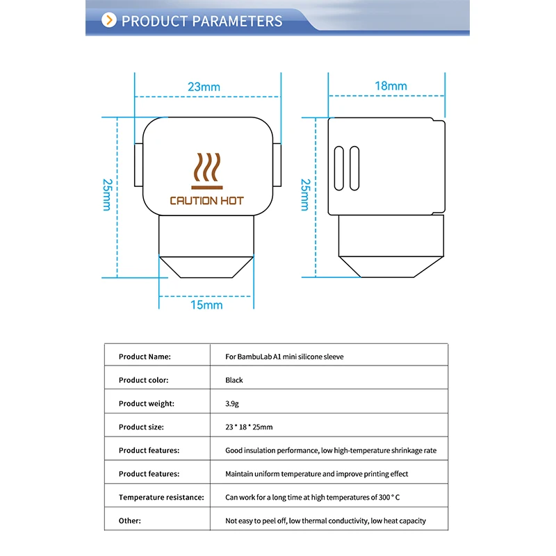 Bambu A1แล็บซิลิโคนถุงเท้าชุดหัวฉีดสำหรับ A1แล็บชิ้นส่วนเครื่องพิมพ์3D
