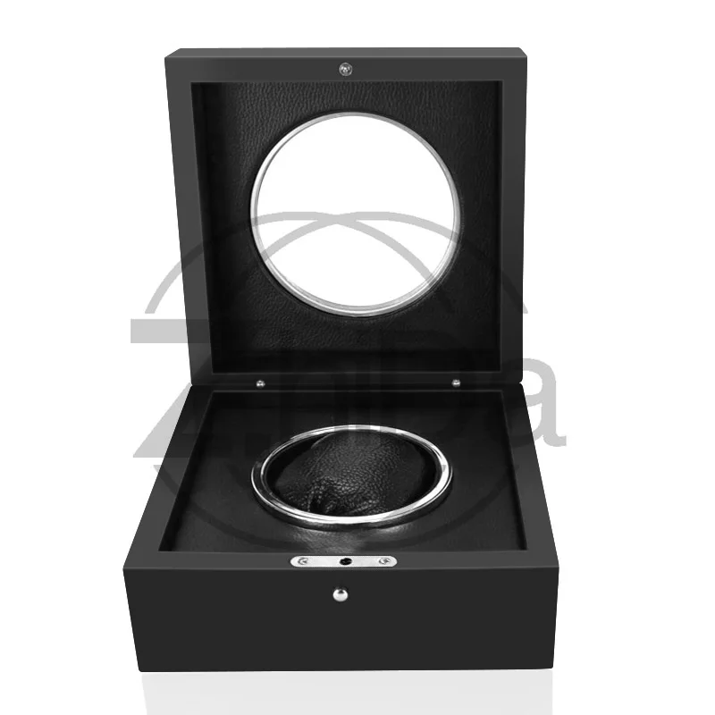 Black Wooden Watch Box with PU Leather Interior, Jewelry Storage Organizer, Export‑Model Gift Box with Custom Logo Service