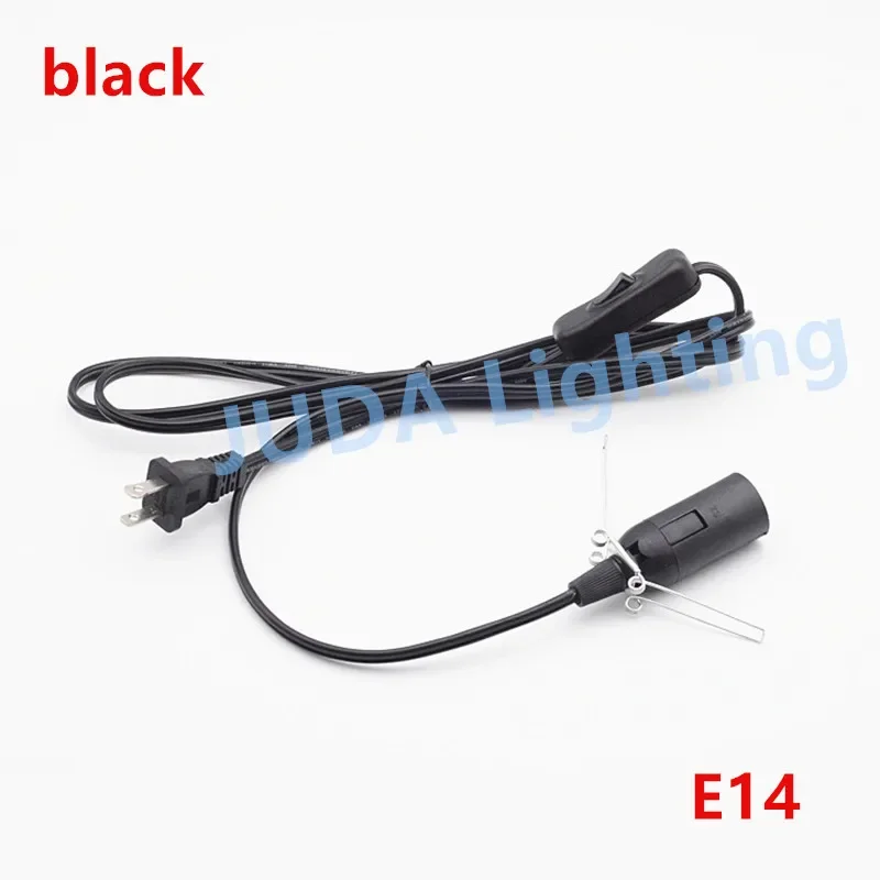 E27 E14 socket lamp holder with cable wire cord set US 2 pins plug Electrical Wires on/off switch cable with bracket lamp base