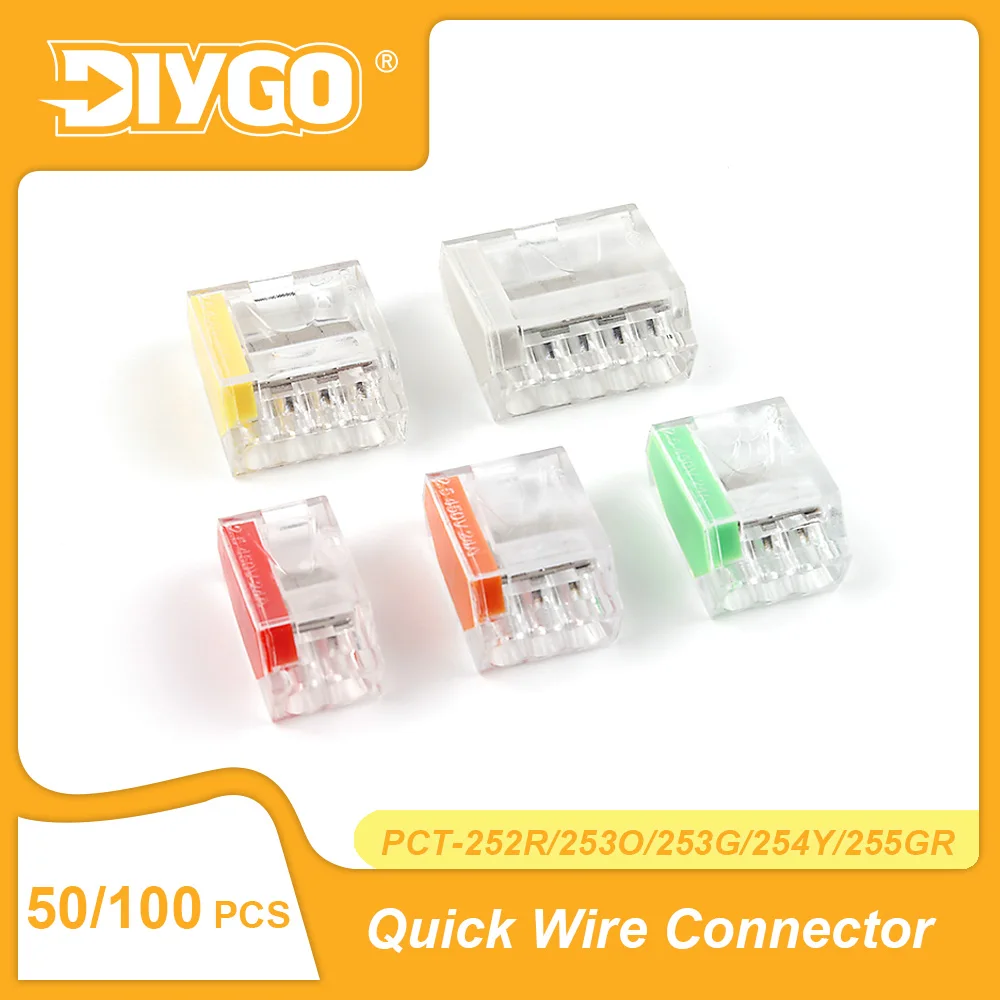 50/100PCS Mini Wire Connectors 2/3/4/5 Pin Conductor Splitter Universal Quick Push-in Cable Wiring Terminal Block Fast Connector