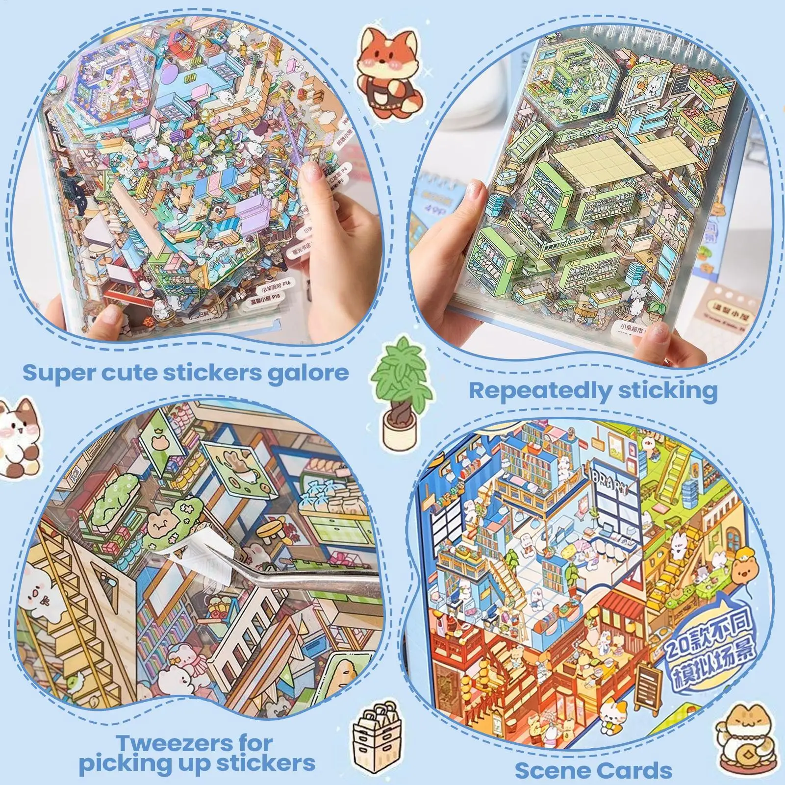 Sticker Scene Miniature Aesthetic Decal Tapes Sticker Scene Book For Travel Camping School Classroom Crafts Crafting Journaling