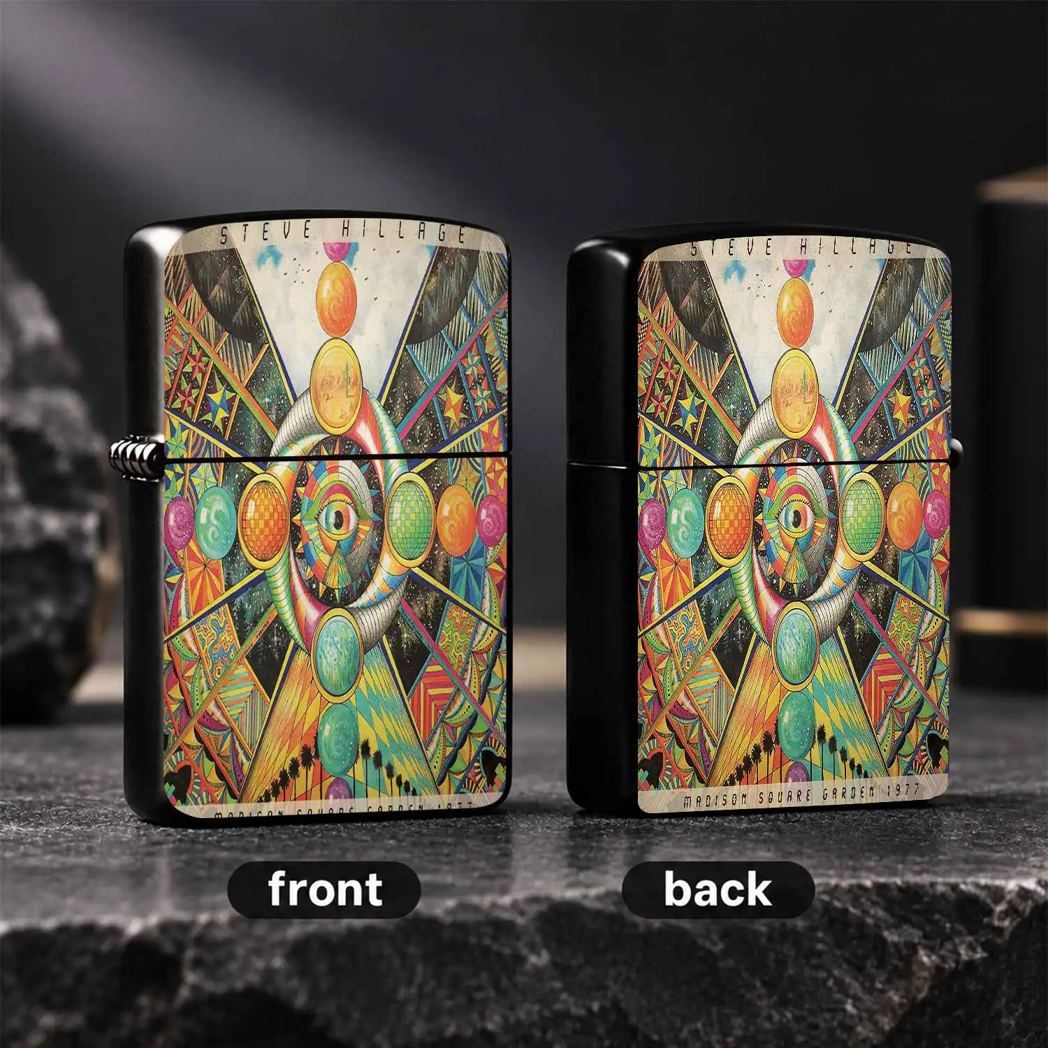 Vintage Psychedelic Steve Hillage Album Cover Lighter, Creative All-Seeing-Eye Geometric Art Portable Ignition Tool, Stylish Daily Accessory for Travel, Outdoor Activities and All Scenes, Unique  A Humorous And Interesting Lighter