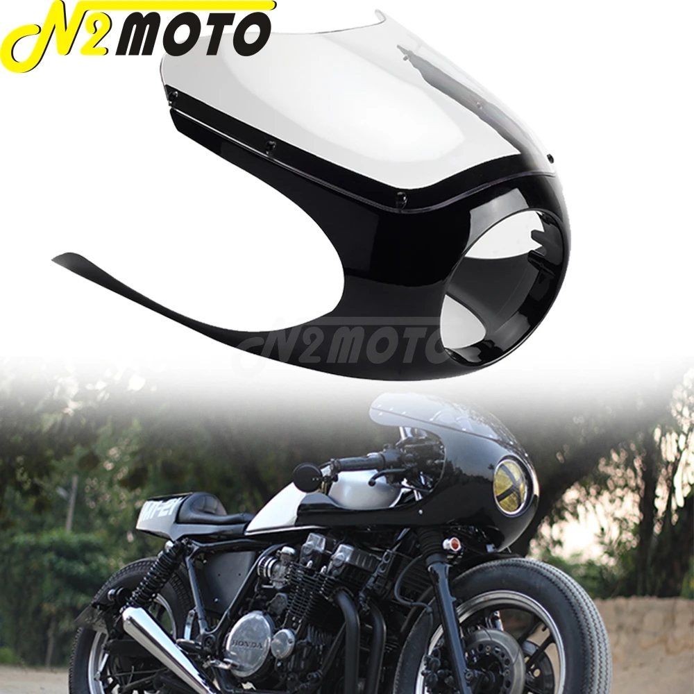 

6-1/4" Headlight Half Fairing Windshield Mask Cowl For Ducati Moto Guzzi Bobber Retro Cruiser Cafe Racer Yamaha Honda Suzuki GS