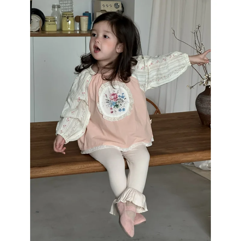 9.29New وصول ملابس الأطفال2025 الخريف ملابس الطفل الفتيات دمية قميص طماق مجموعة