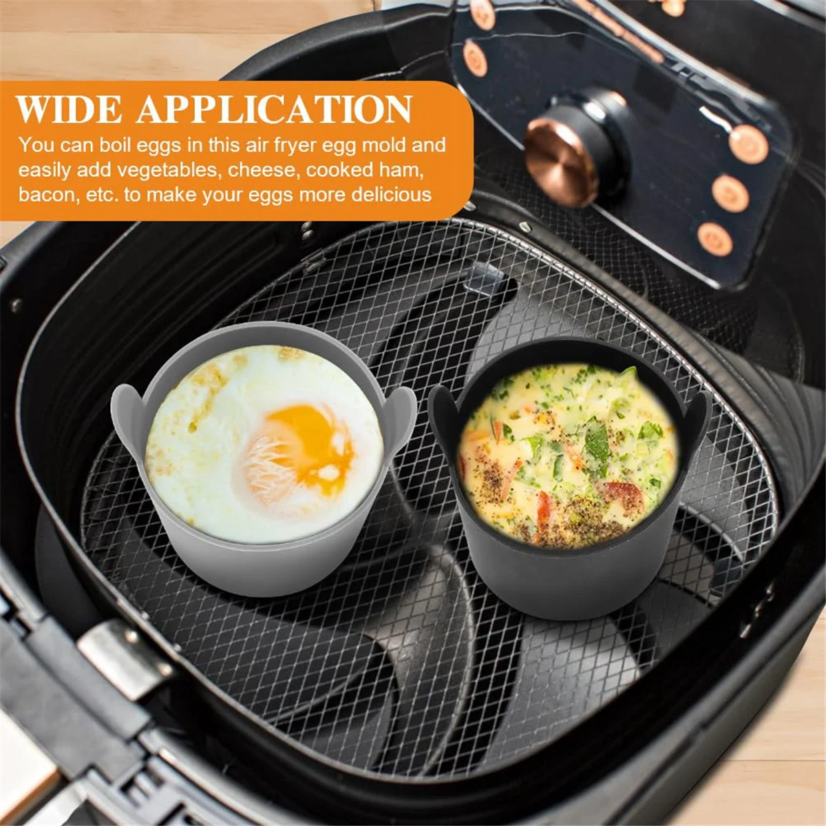 에어 프라이어 용 계란 몰드 4pcs Ramekins, 에어 프라이어 용 이중 핸들 재사용 가능한 에어 프라이어 계란 몰드 에어 프라이어 용 계란 몰드