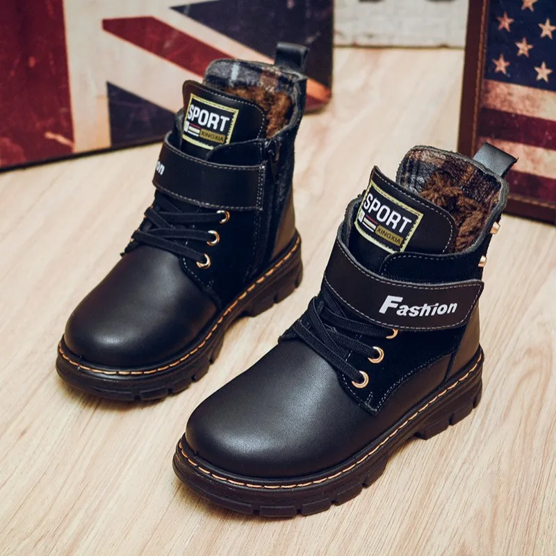 Boys Boots Children Autumn Winter New Warm Girls Cowhide Cotton Boot Korean Casual Fashion Kids Boot 캐주얼 신발 أحذية غير رسمية