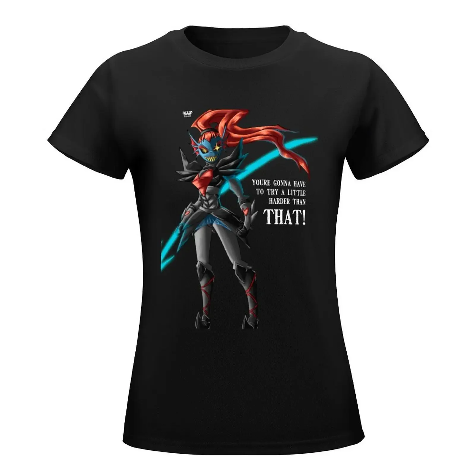 Undyne the Undying Eng T-Shirt anime clothes cute tops aesthetic clothes graphics t shirts for Womens