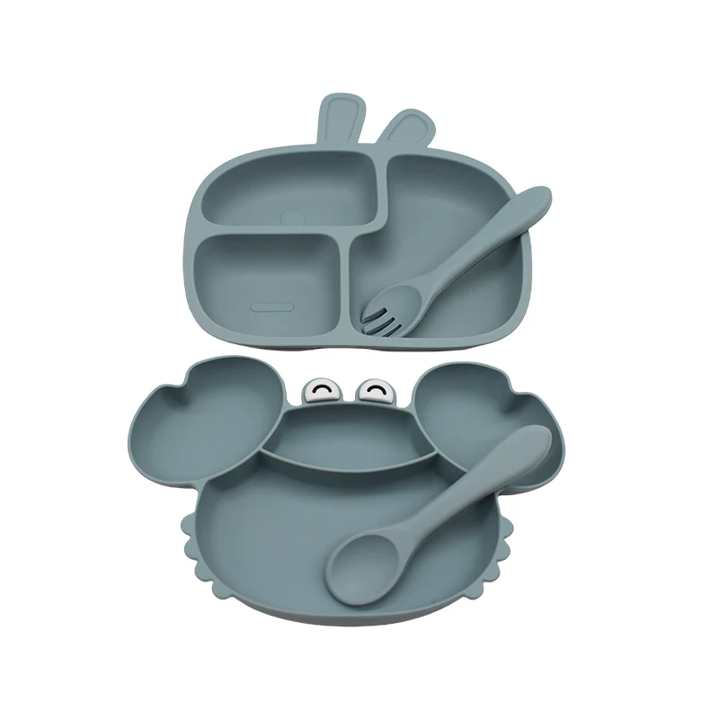 Baby Crab Compartment TrayRabbit Compartment TraySuction Cup Eating Training BowlChildren's Supplementary Tableware Set