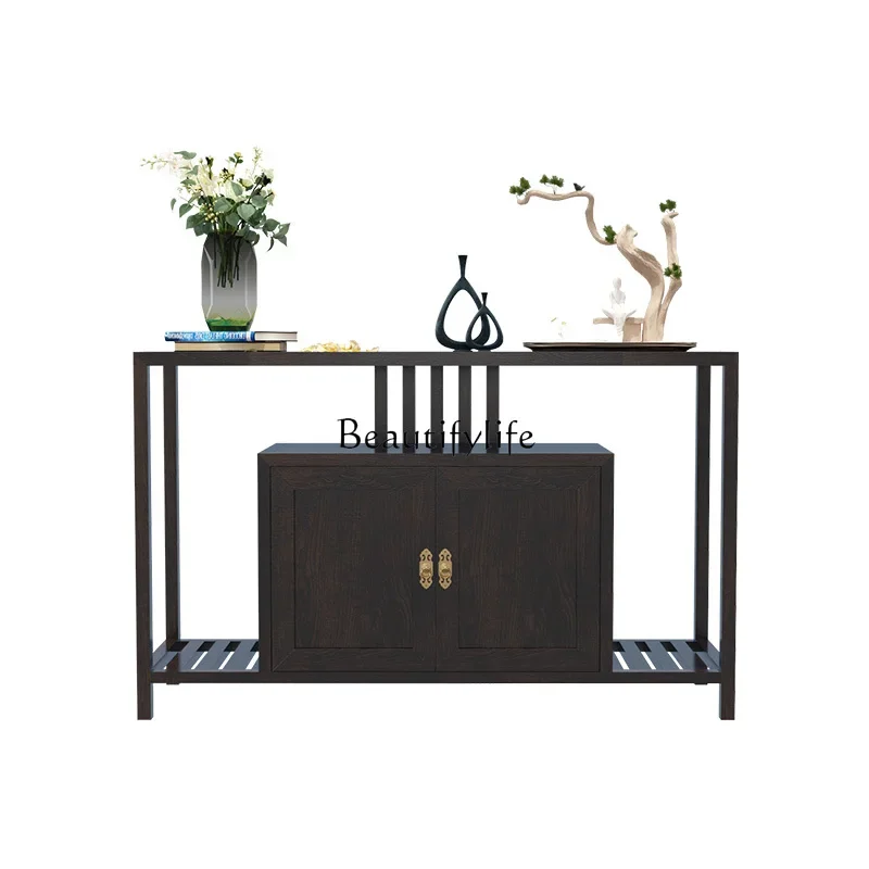 

FG44New Chinese Style Entrance Cabinet Modern Simple Economical Storage Living Room Large Capacity Solid Wood Shoe Cabinet