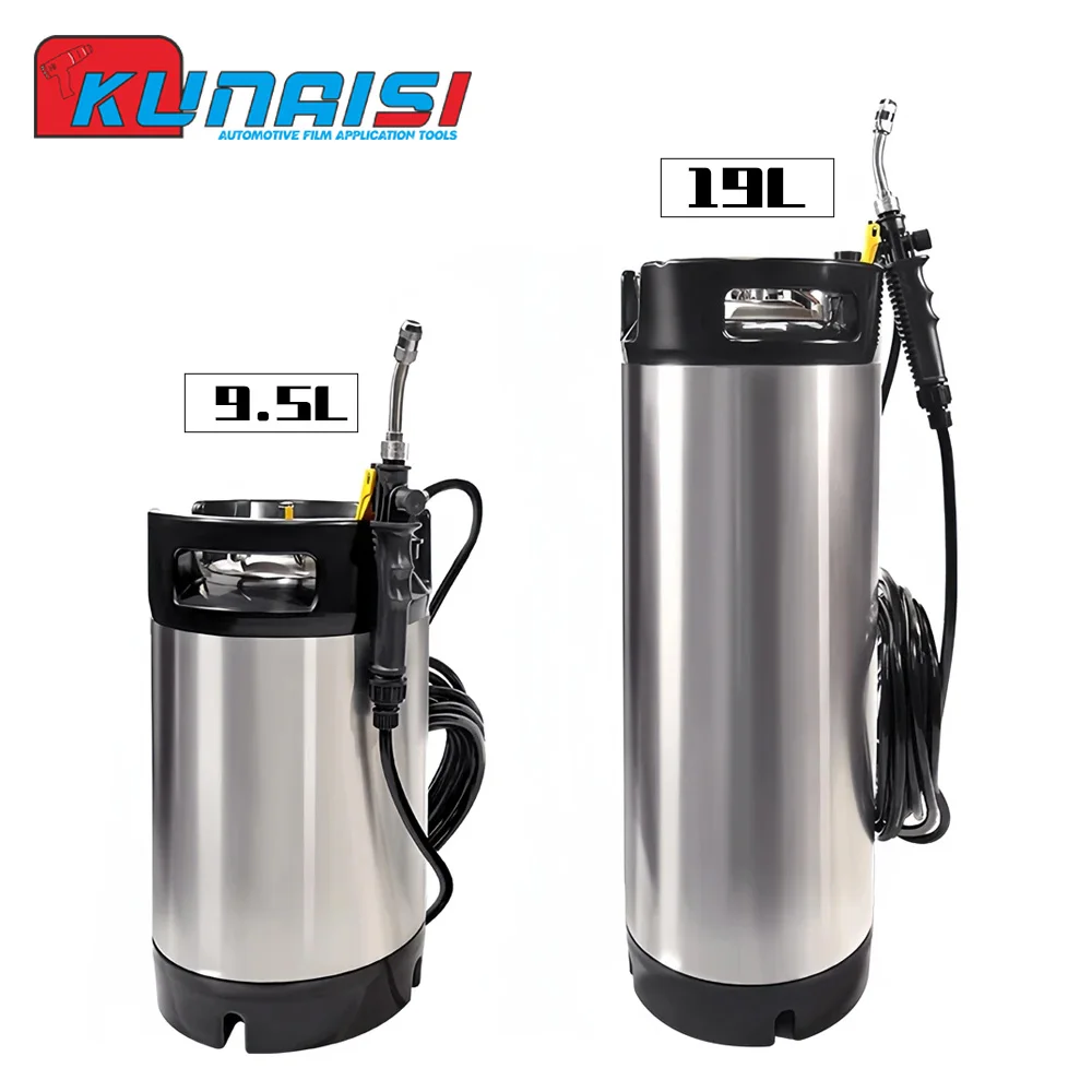 

KUNAISI 19 L/9.5 L Stainless Steel Car Cleaning Keg Gallon Film Barrel Vehicle Cleaning With Spray Bucket Car Wash Keg Vinyl