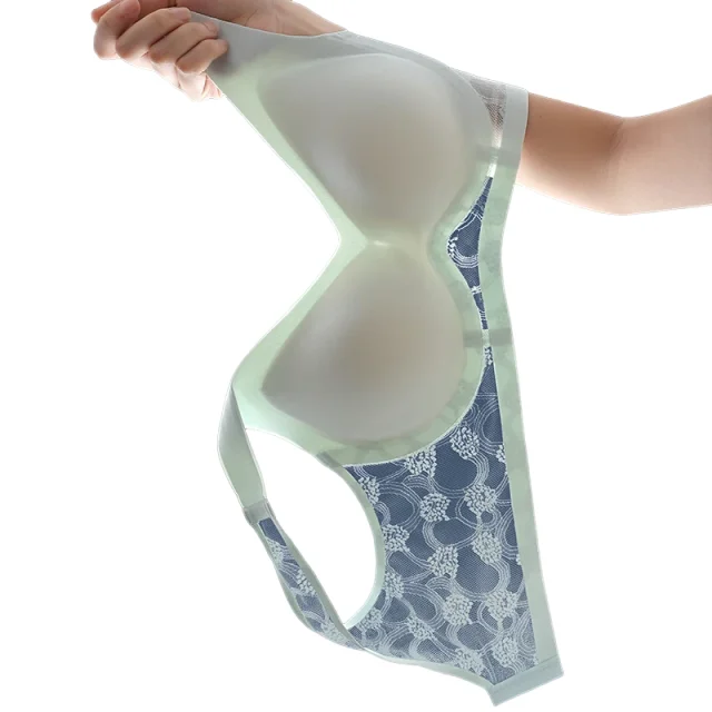 

New Style High Beauty Lace Panel Pull Fixed Cup Back Women Underwear Comfortable Breathable Gathering KUCLUT