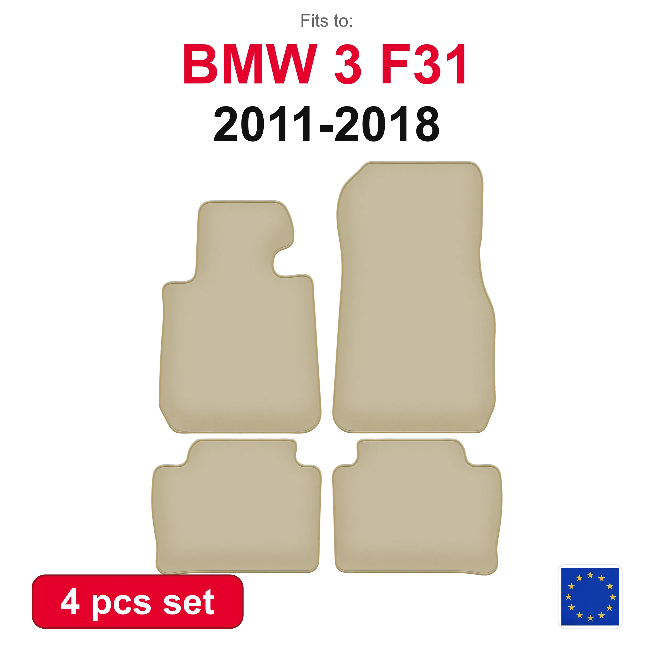 PREMIUM Auto-Velourmatten für BMW 3F31 Estate, Touring (2011-2018) - beige, passgenau (4 Stück), passgenaues Auto-Fußmatten-Set