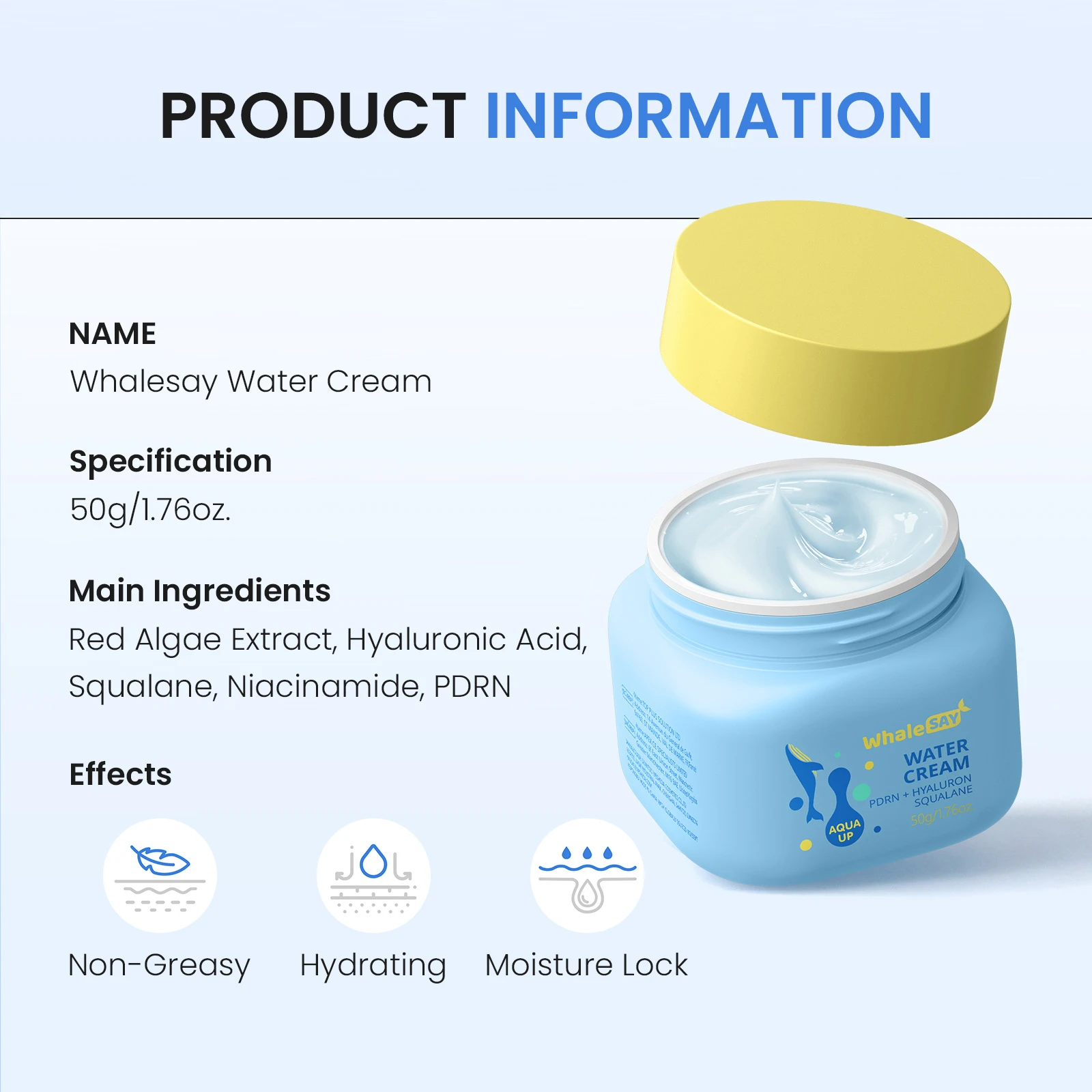 Hydrating Face Cream 50g, effectively replenishes skin moisture and maintains long-lasting hydration, relieves facial dryness