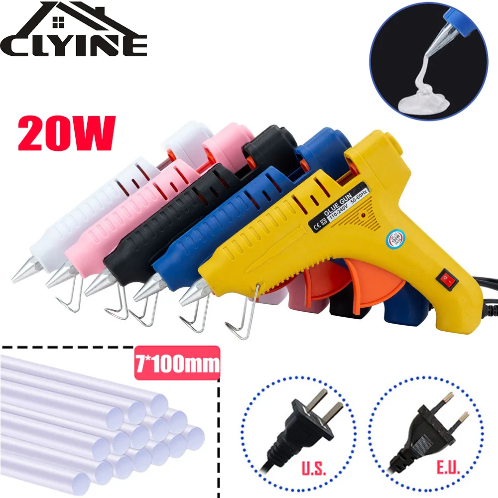 

20W Hot Melt Glue Gun Mini Household Industrial Silicone Guns DIY Heat Temperature Thermo Electric Repair Tool With Glue Sticks