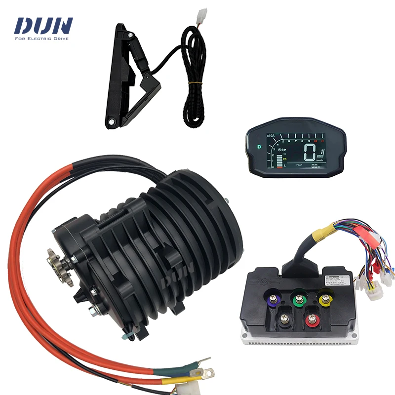 

Комплект QS138 V3: 3-кВт среднеприводной двигатель с внутренними редукторами 1:2.35, контроллер Fardriver ND72680, дисплей DKD и педальный дроссель.