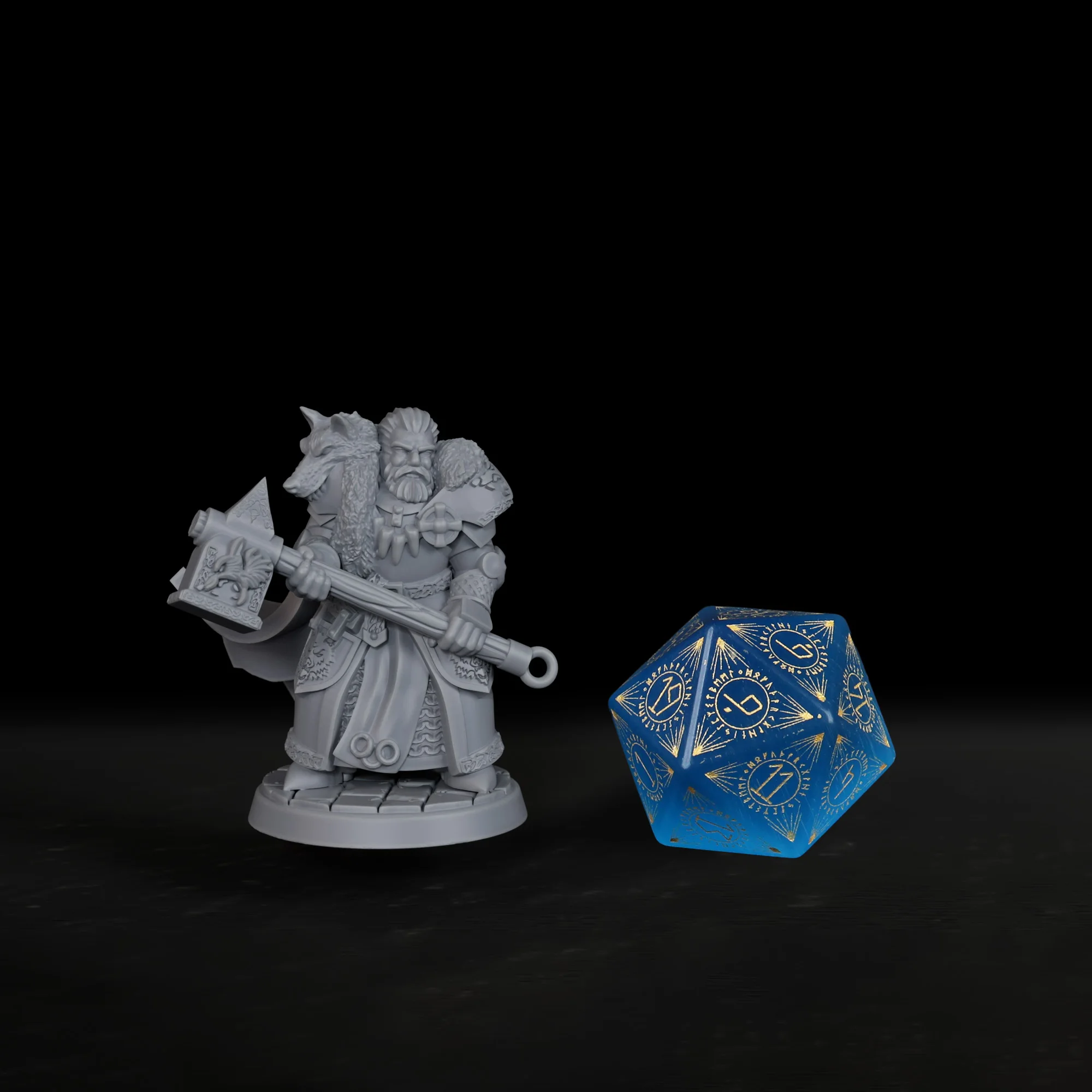 TTRPG Wolf Warrior Miniature, Tabletop Roleplay Game Figure, Highly Detailed Armored Dwarf Durable & Ready to Prime